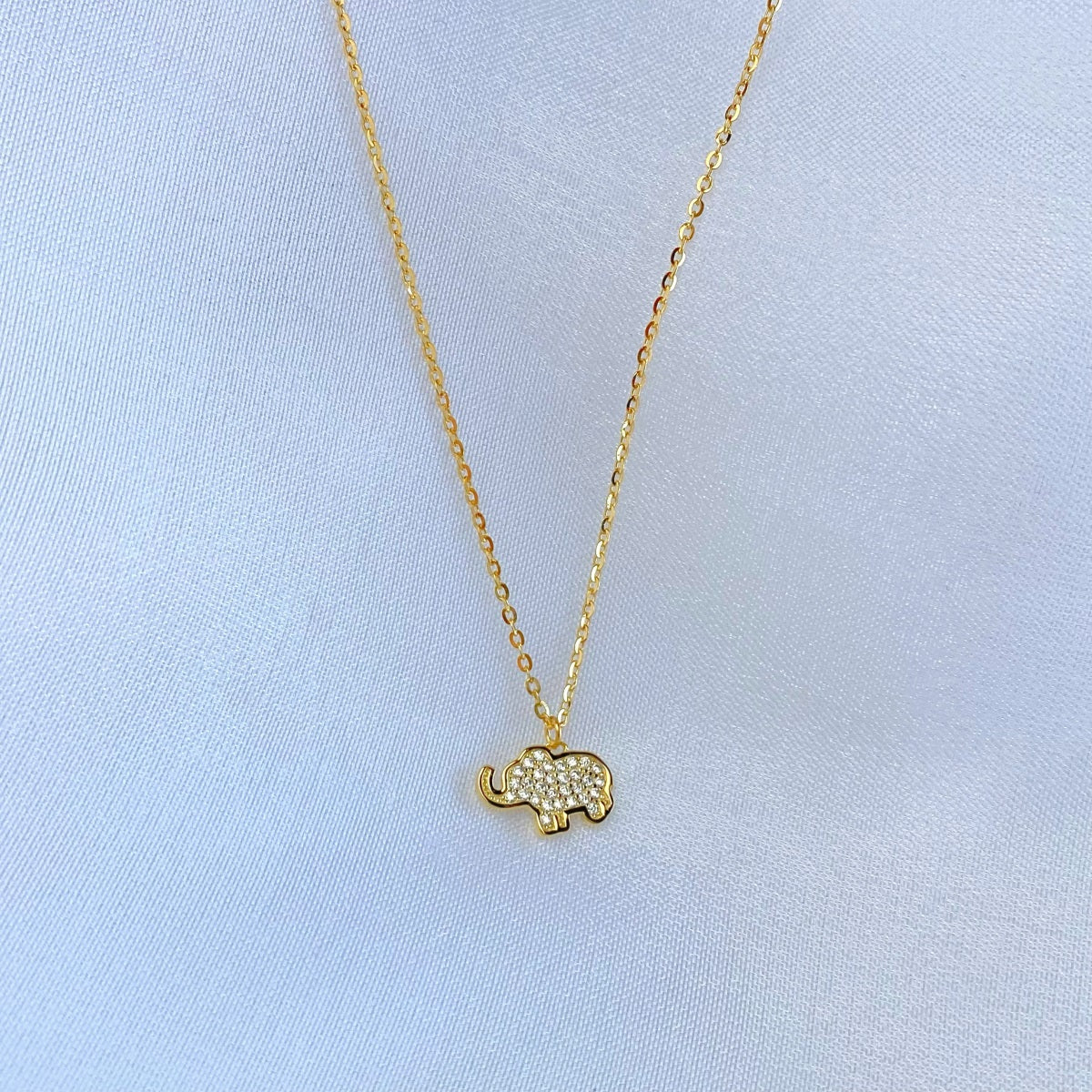 Cadena Dije Elefante Zirconias blancas