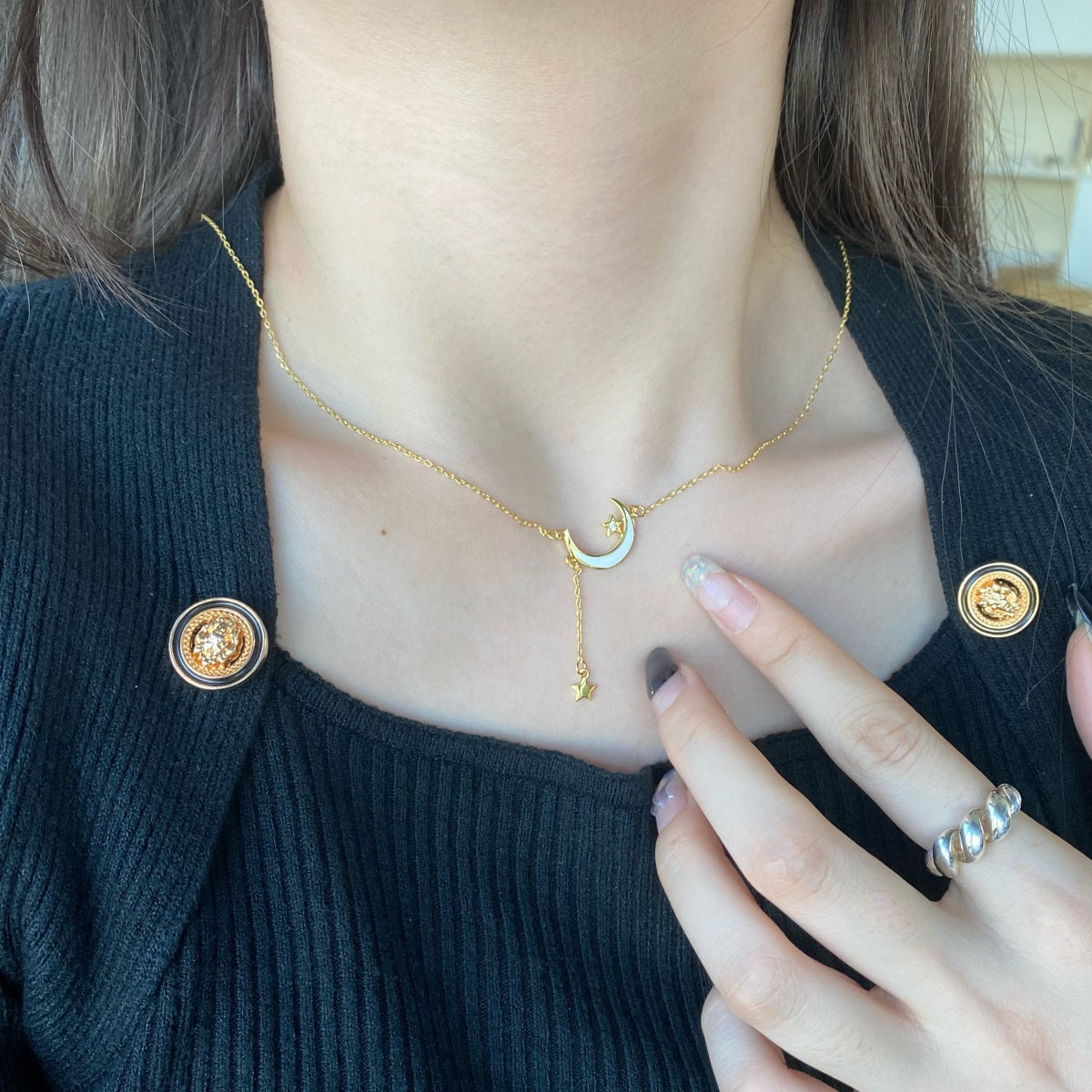 Cadena con dije Luna-Estrellas