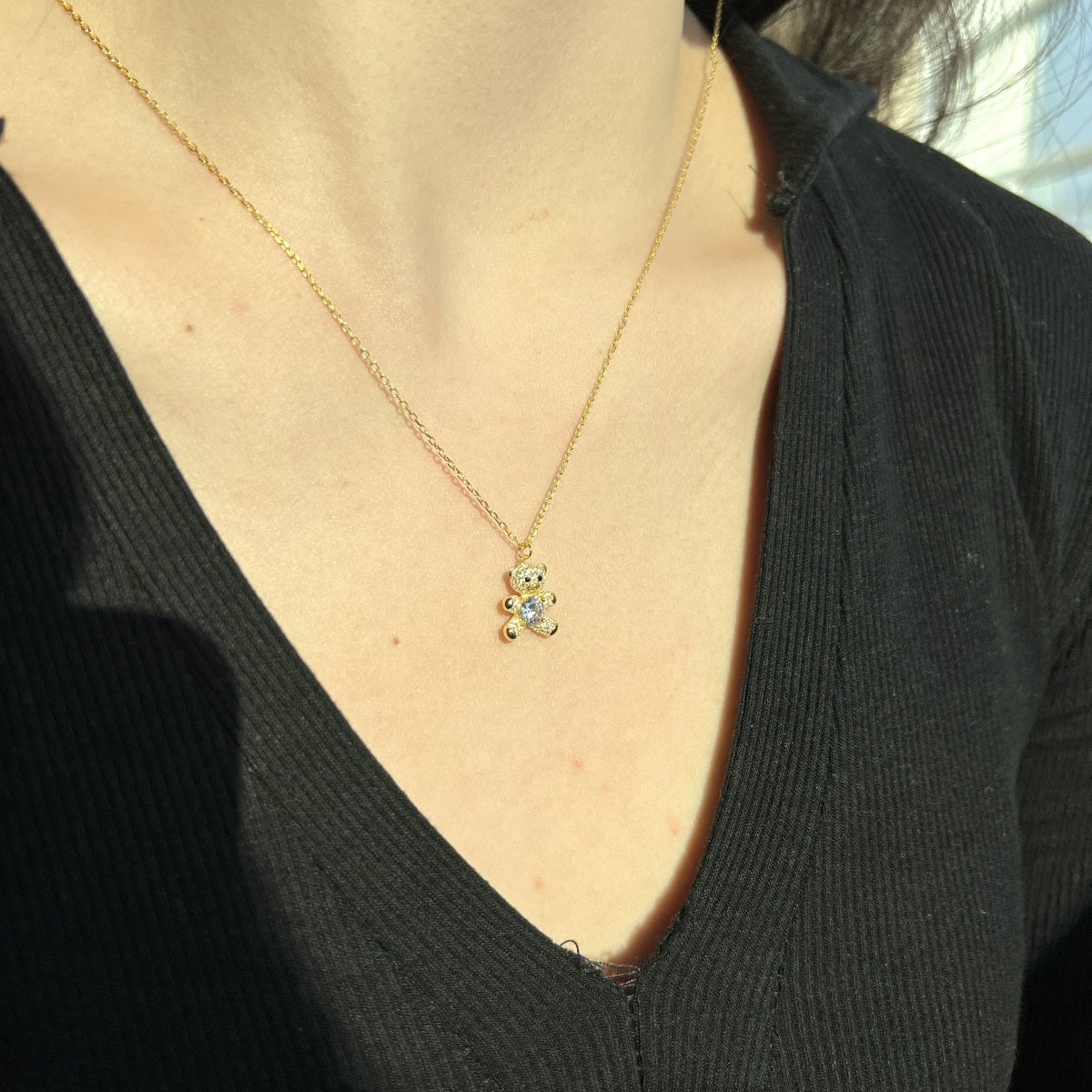 Cadena Dije Osito zirconias blancas