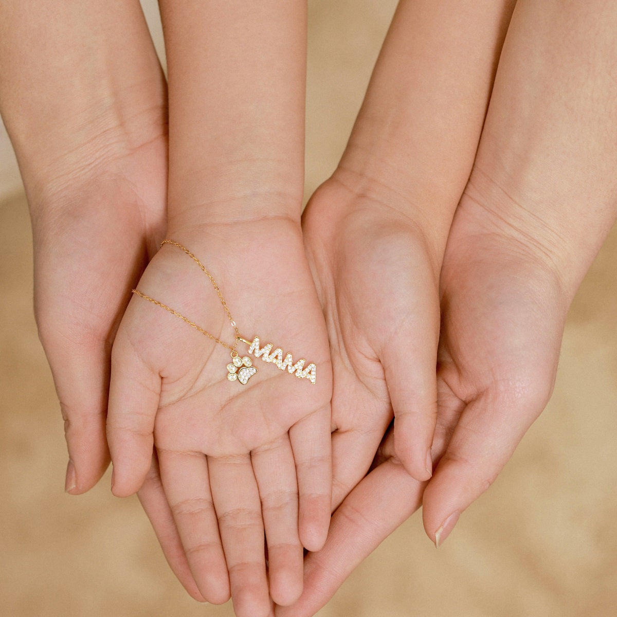 Cadena MAMA HUELLA baño de oro 18K sobre plata 925
