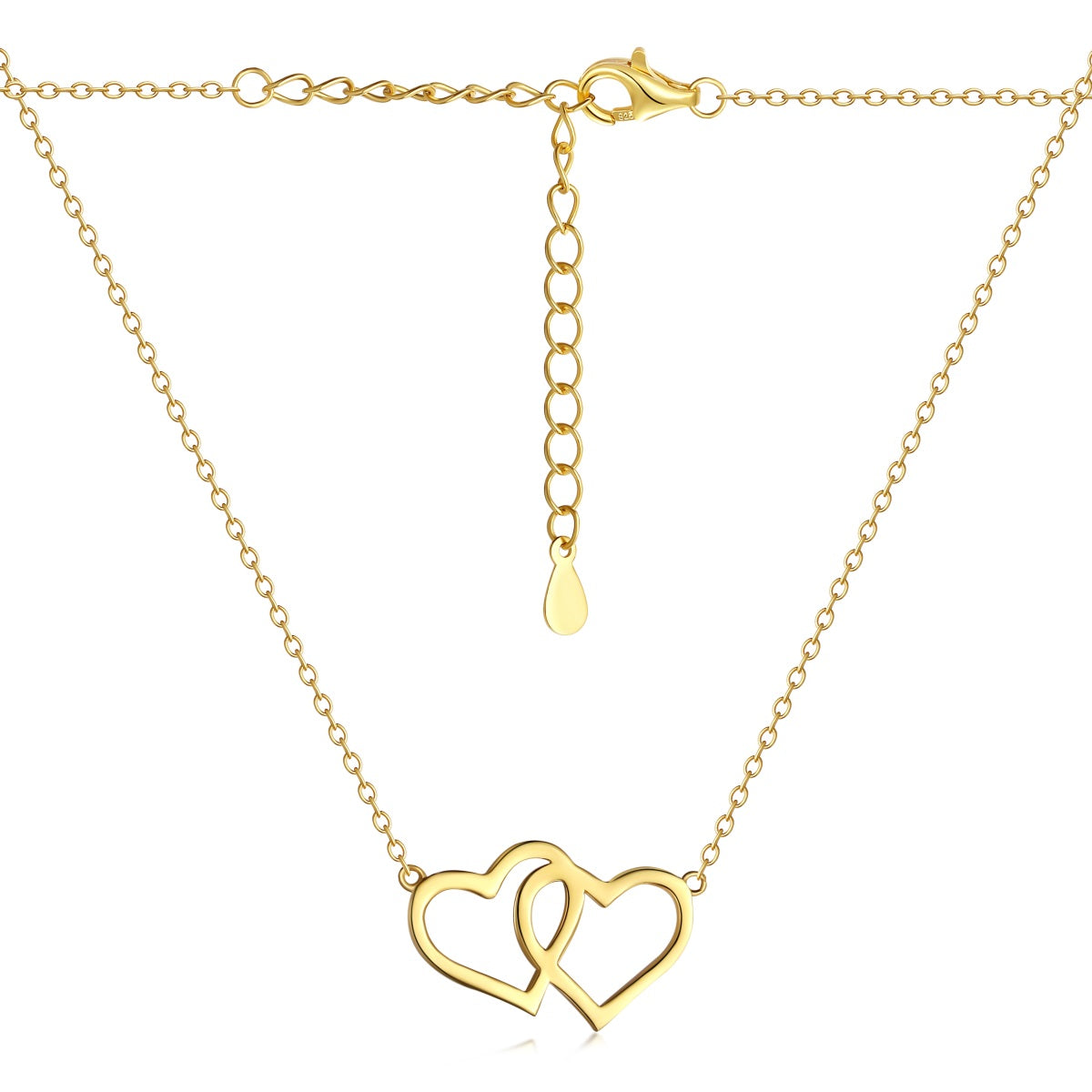 Cadena doble corazón baño de oro 18 K sobre plata 925