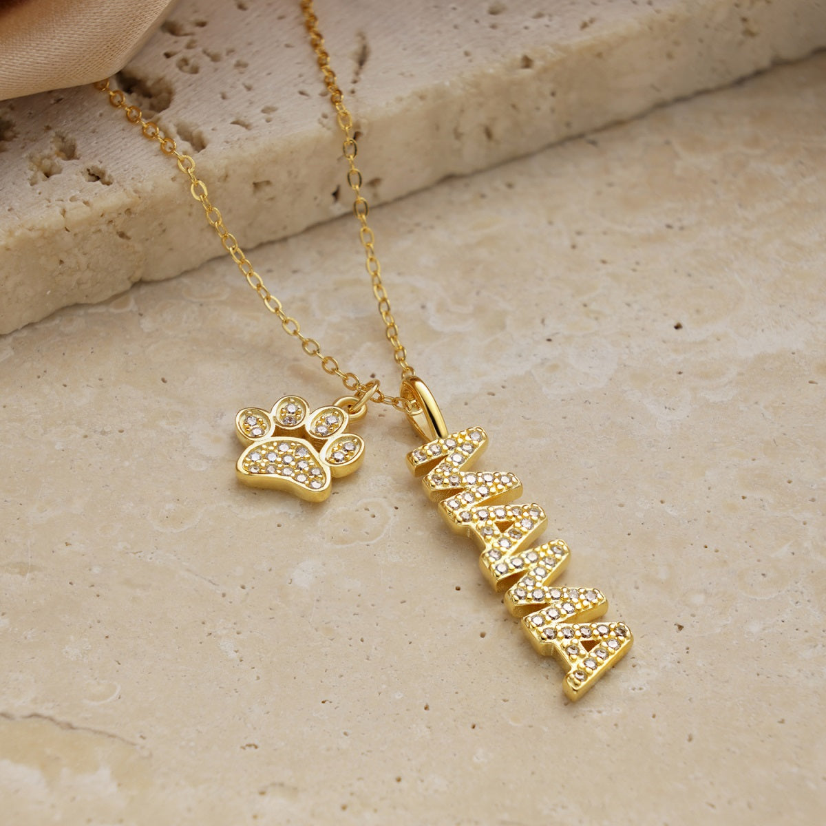 Cadena MAMA HUELLA baño de oro 18K sobre plata 925