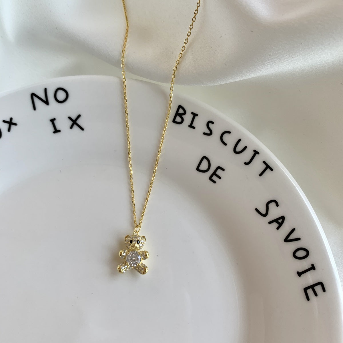 Cadena Dije Osito zirconias blancas