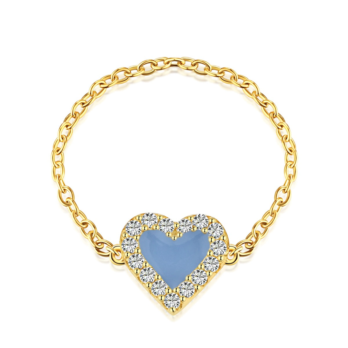 Anillo corazón azul chapeado oro 18K