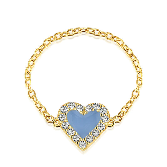 Anillo corazón azul chapeado oro 18K