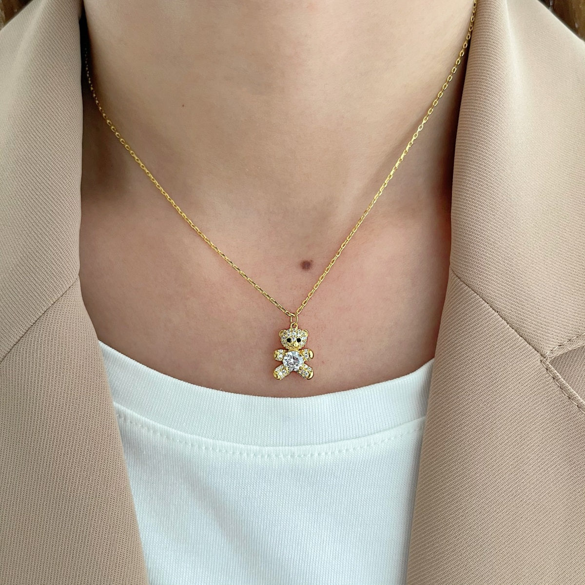 Cadena Dije Osito zirconias blancas