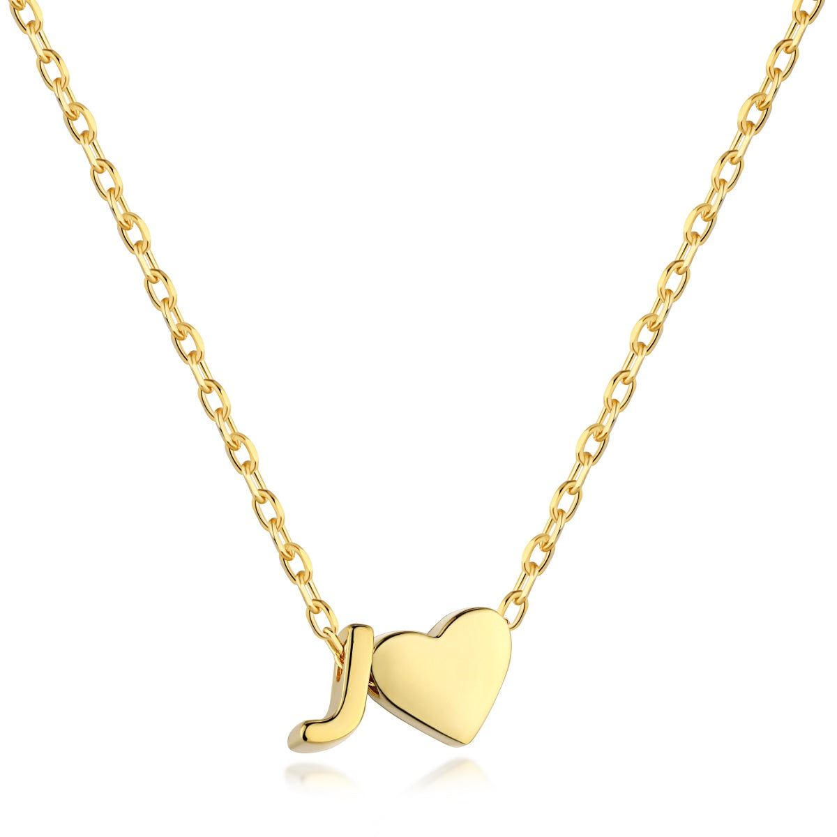 Cadena baño Oro 18 K con dije corazón y letra J