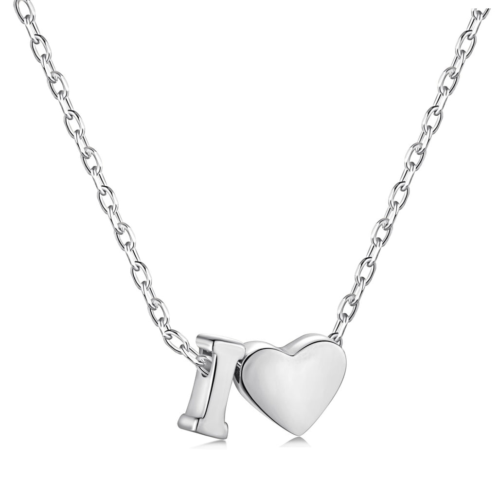 Cadena de plata 925 con dije corazón y letra I