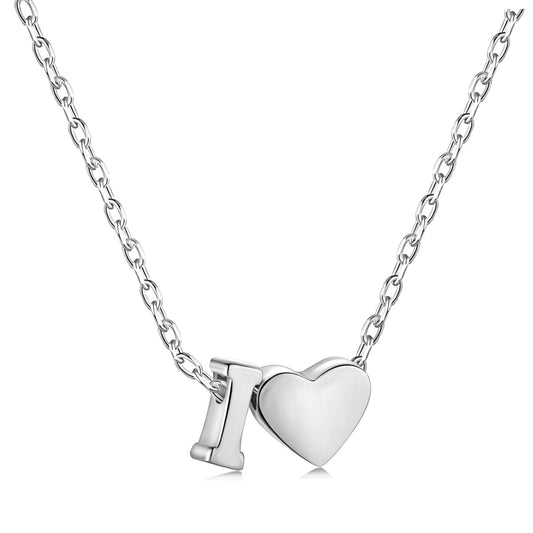 Cadena de plata 925 con dije corazón y letra I
