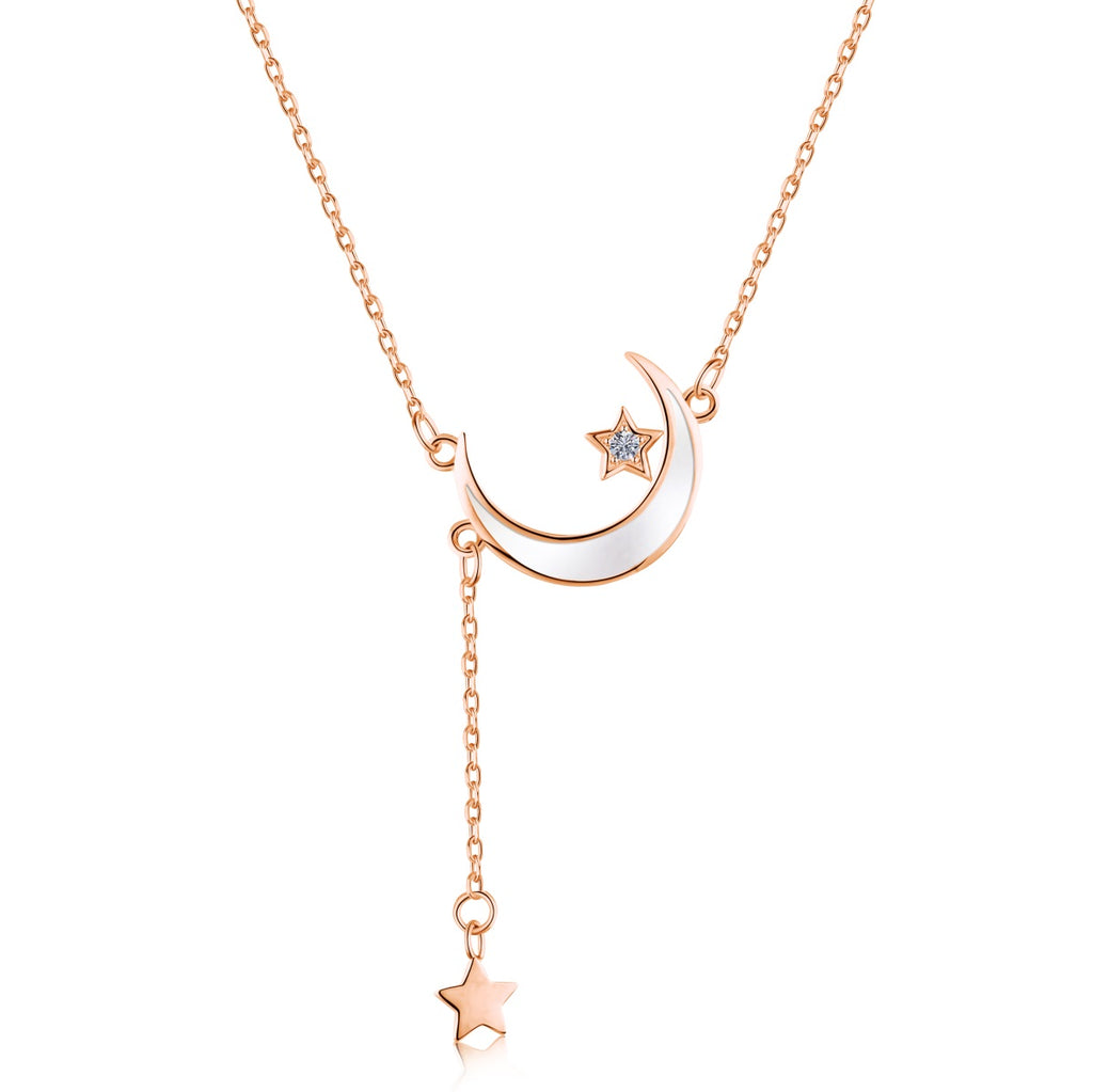 Cadena baño Oro rosa con dije Luna-Estrella