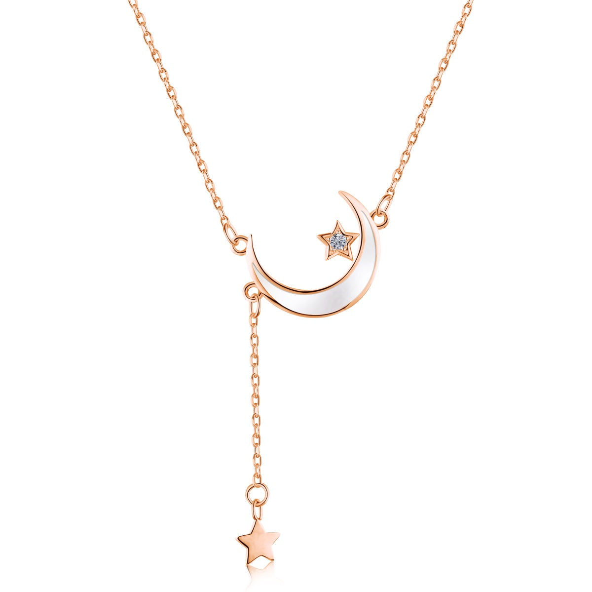 Cadena baño Oro rosa con dije Luna-Estrella