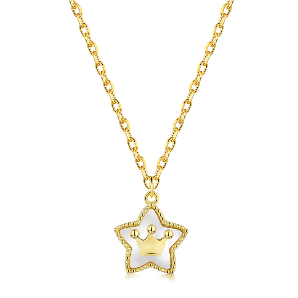 Cadena baño Oro 18 K con dije estrella-corona