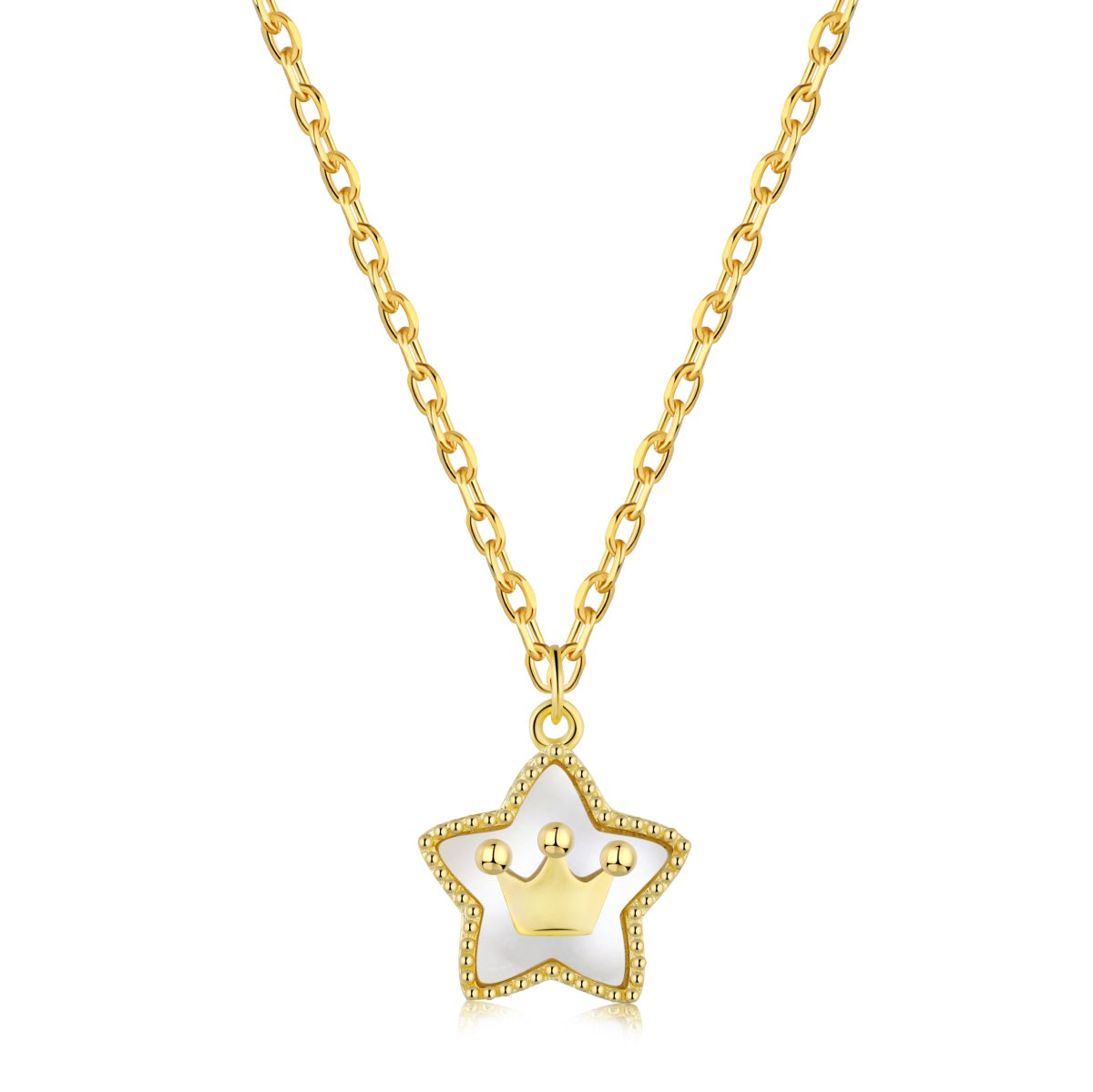 Cadena baño Oro 18 K con dije estrella-corona