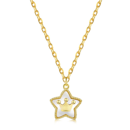 Cadena baño Oro 18 K con dije estrella-corona