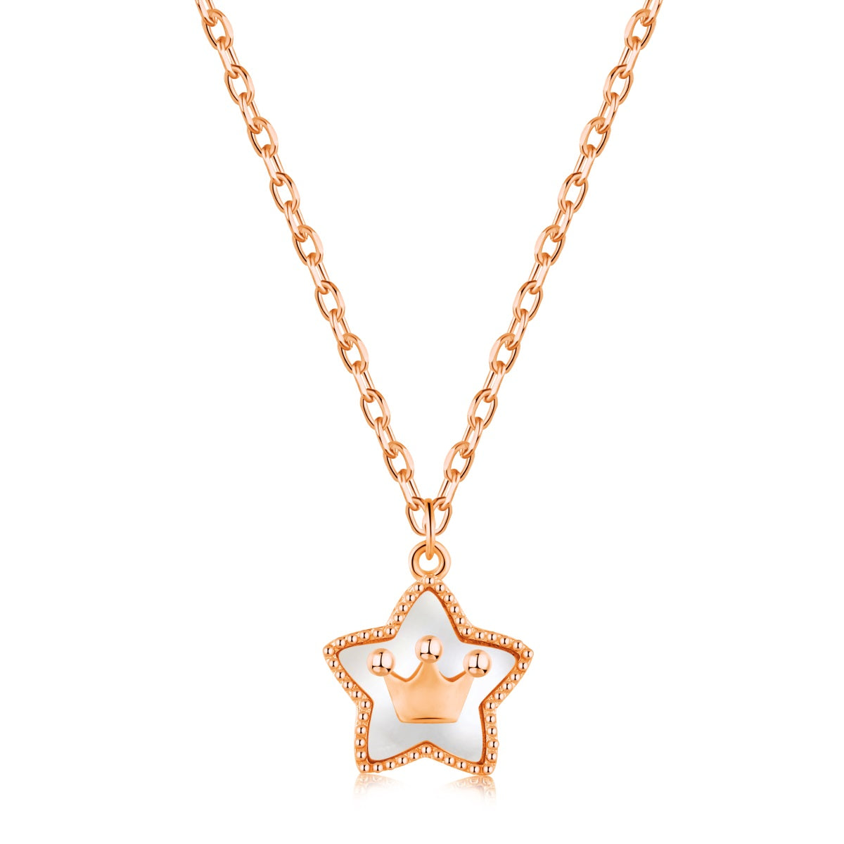 Cadena baño de Oro rosa con dije estrella-corona