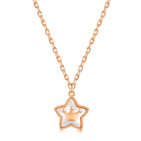 Cadena baño de Oro rosa con dije estrella-corona
