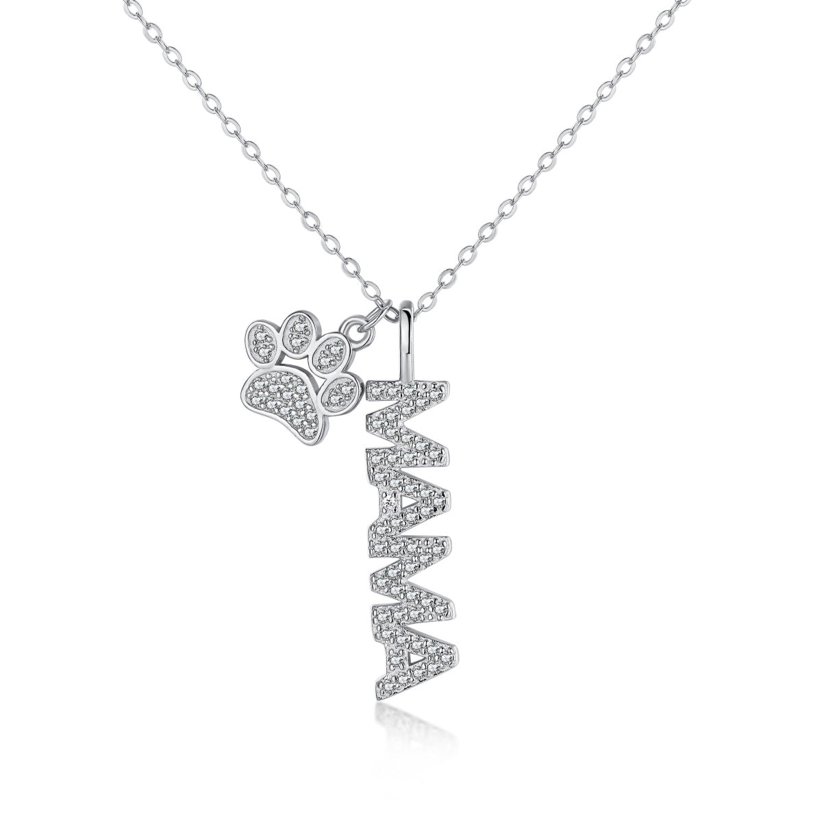 Cadena MAMA HUELLA Plata 925-Zirconias blancas