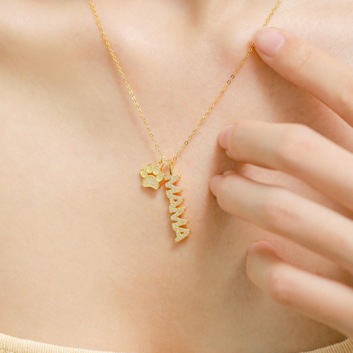 Cadena MAMA HUELLA baño de oro 18K sobre plata 925