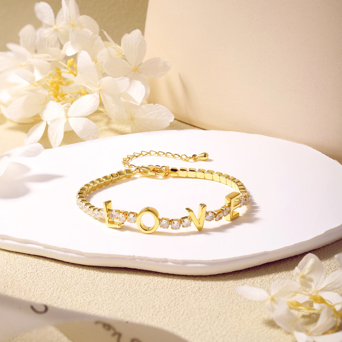 Pulsera LOVE baño de oro 18 K sobre Plata 925-Zirconias