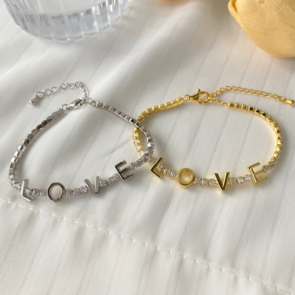 Pulsera LOVE baño de oro 18 K sobre Plata 925-Zirconias