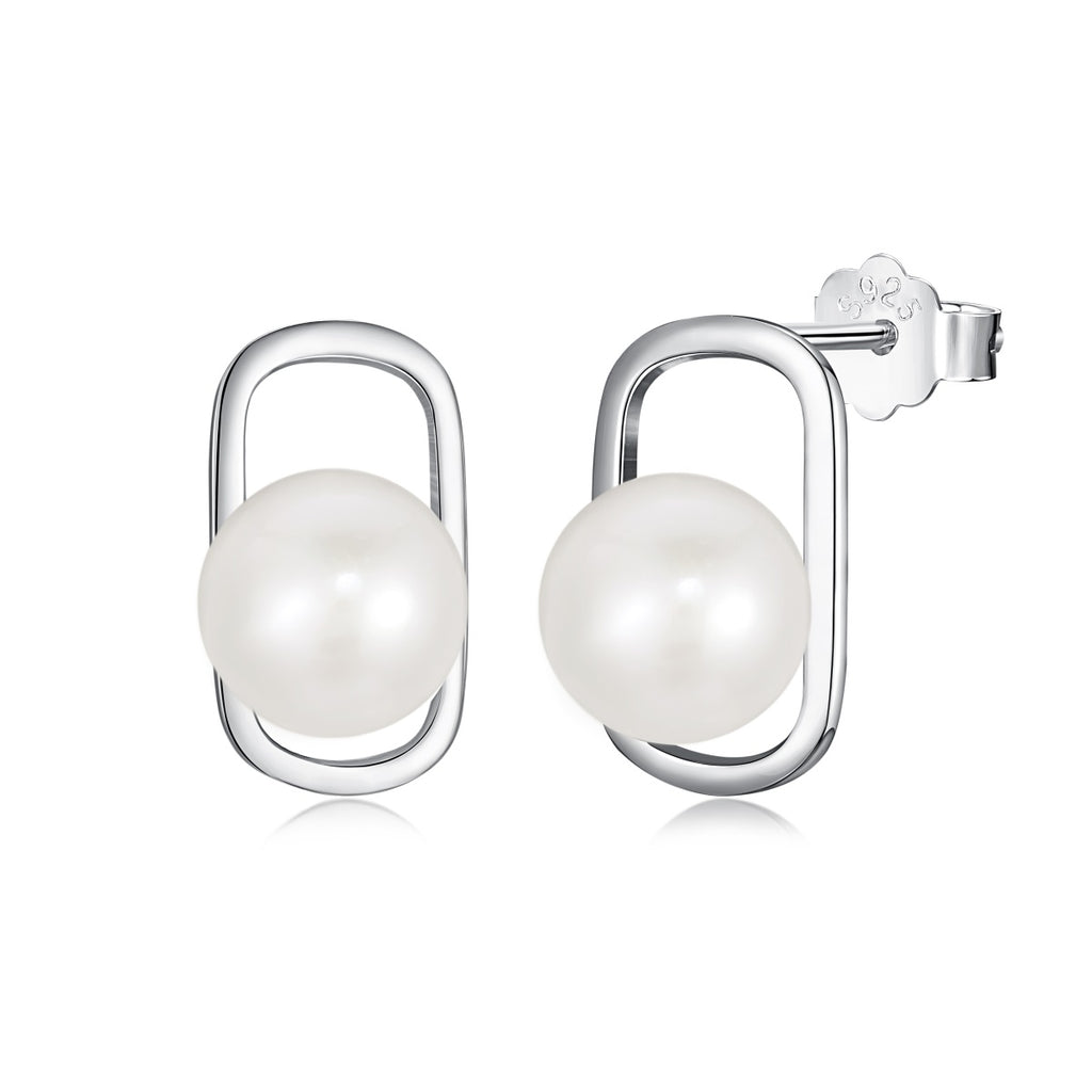 Arete cuadrado con perla