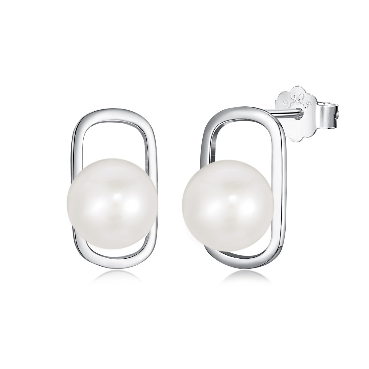 Arete cuadrado con perla