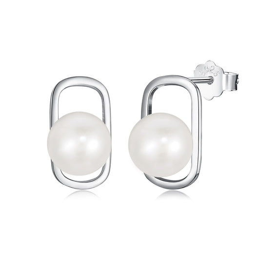 Arete cuadrado con perla
