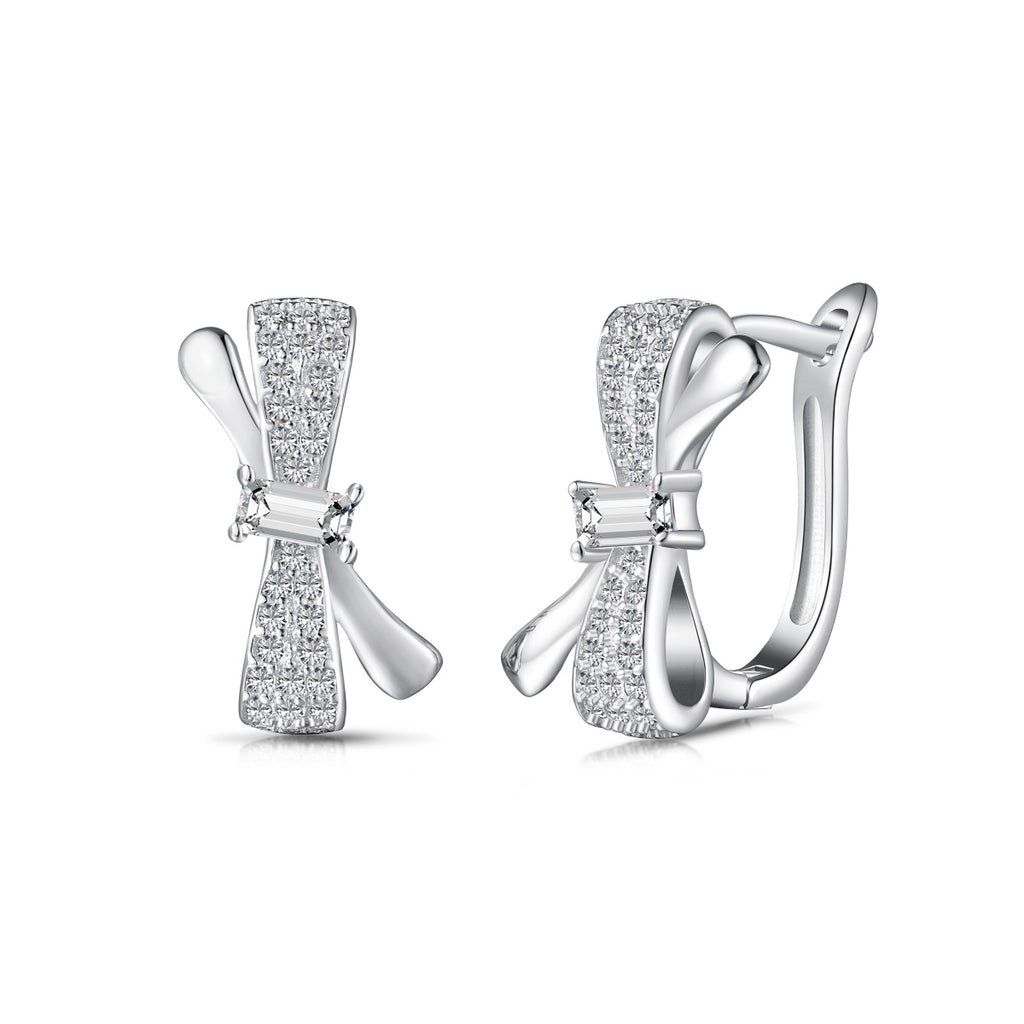 Arete  plata-zirconias  moño