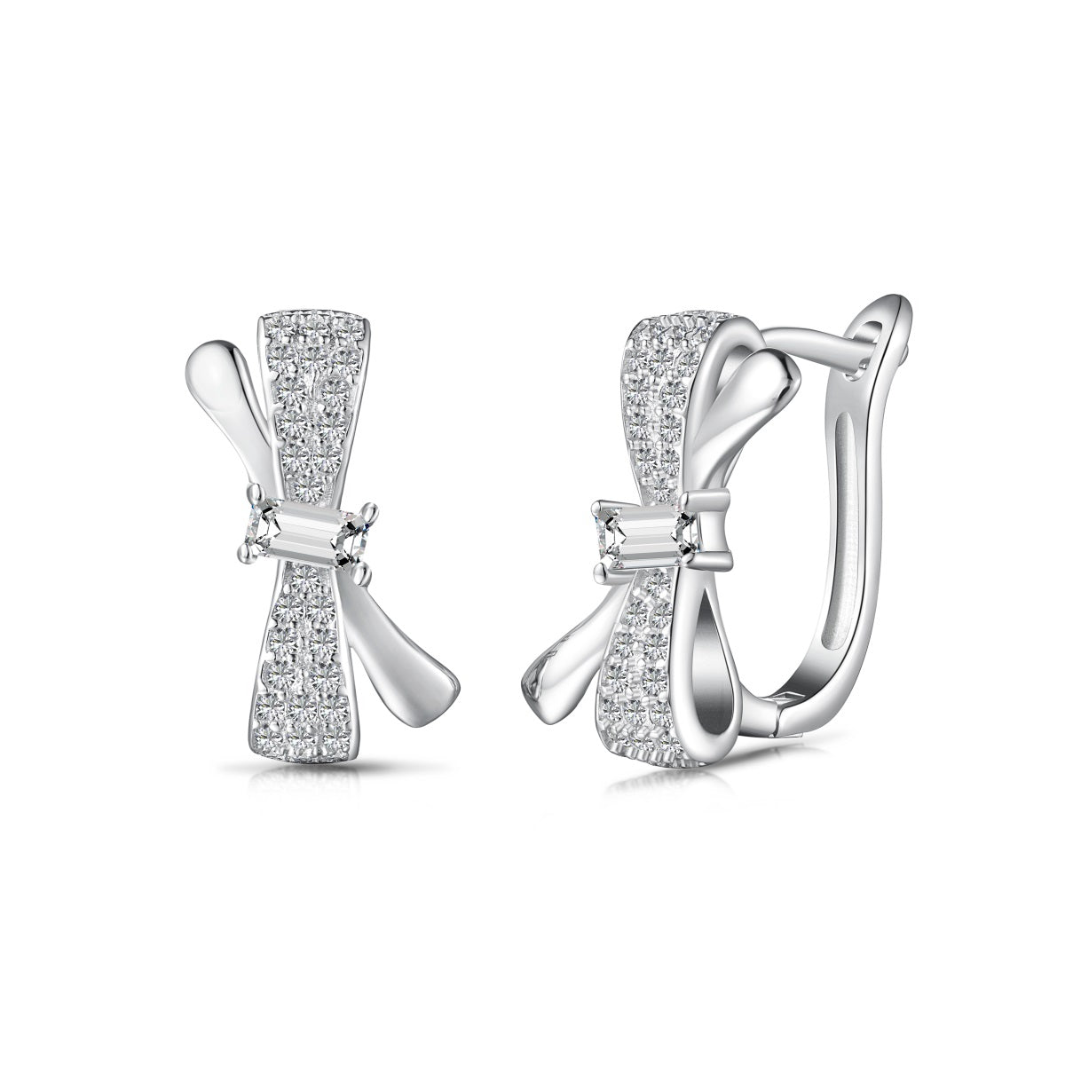 Arete  plata-zirconias  moño