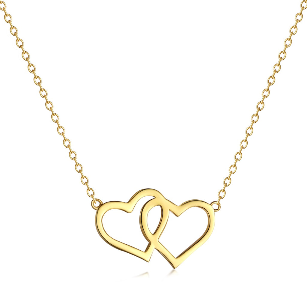 Cadena doble corazón baño de oro 18 K sobre plata 925