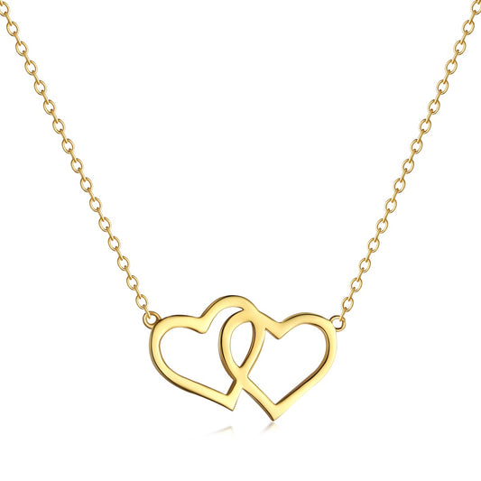 Cadena doble corazón baño de oro 18 K sobre plata 925