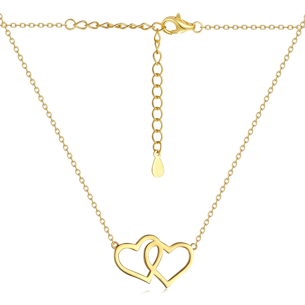 Cadena doble corazón baño de oro 18 K sobre plata 925