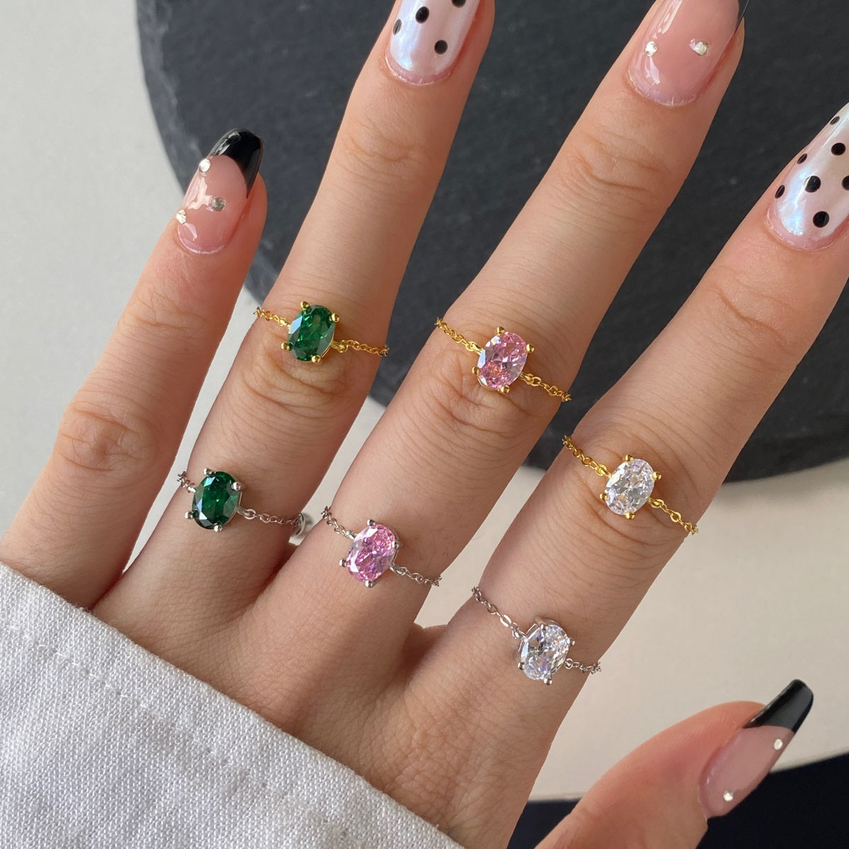 Anillo plata con cristal rosa