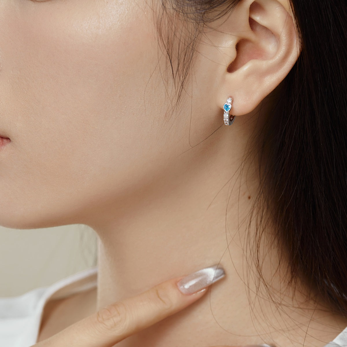 Arracada plata -zirconias blanca y azul