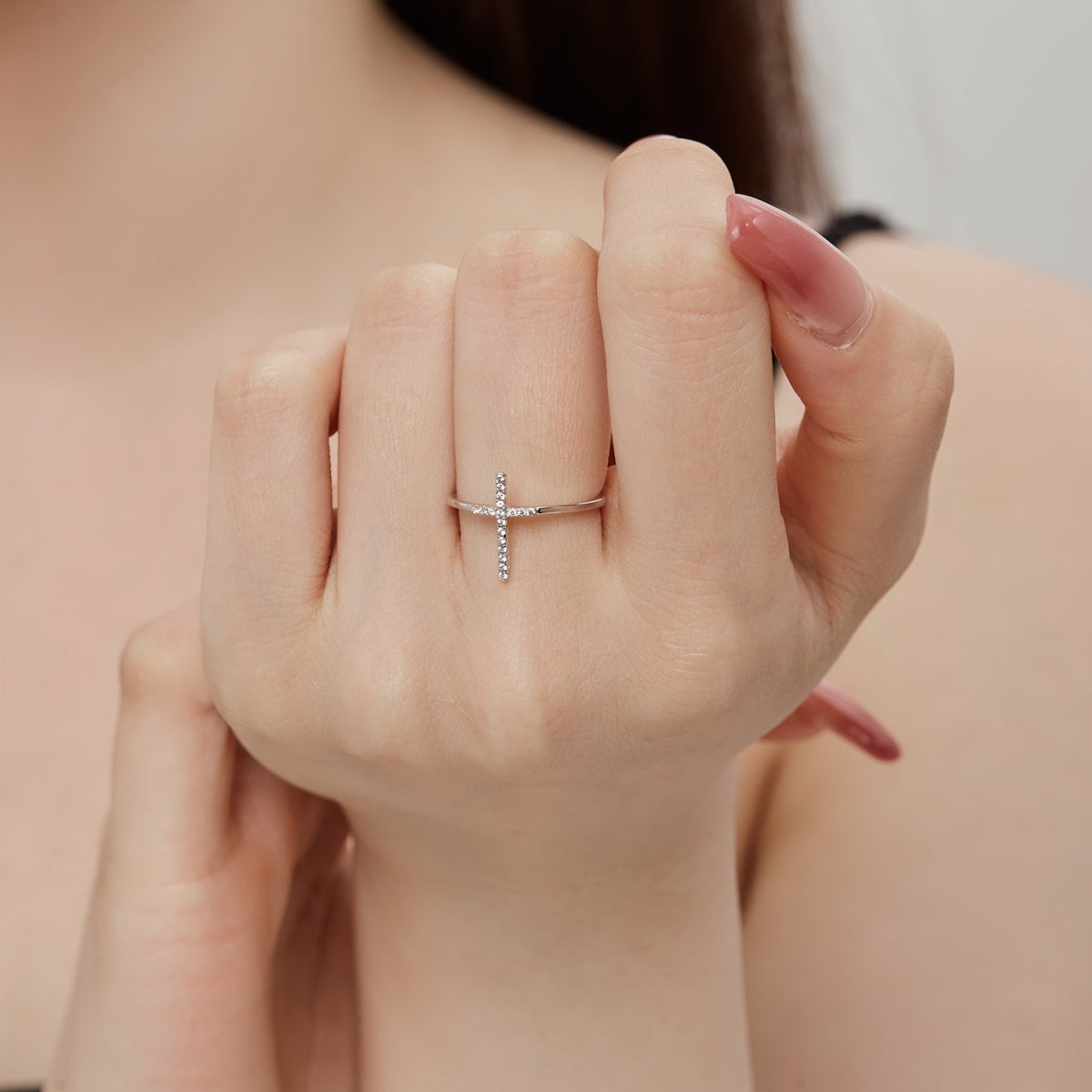 Anillo plata cruz